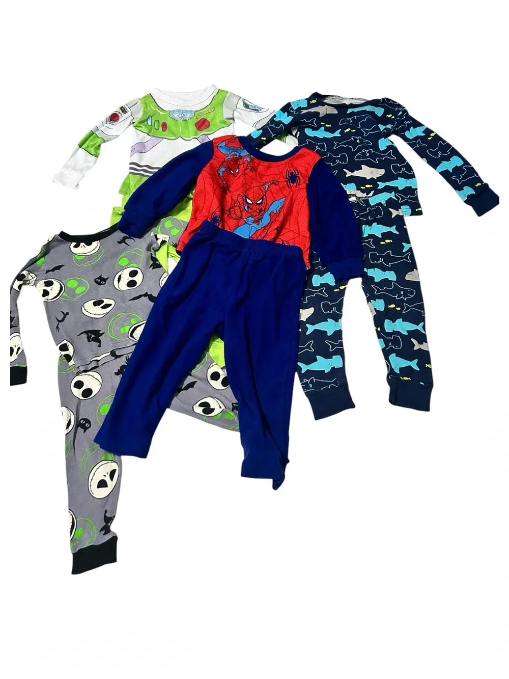 Toddler Pajama Set Bundle 2T- Green, Navy, Gray, Red